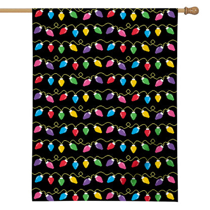 Pixel Christmas Lights Print House Flag