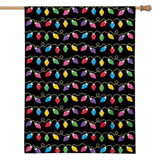 Pixel Christmas Lights Print House Flag