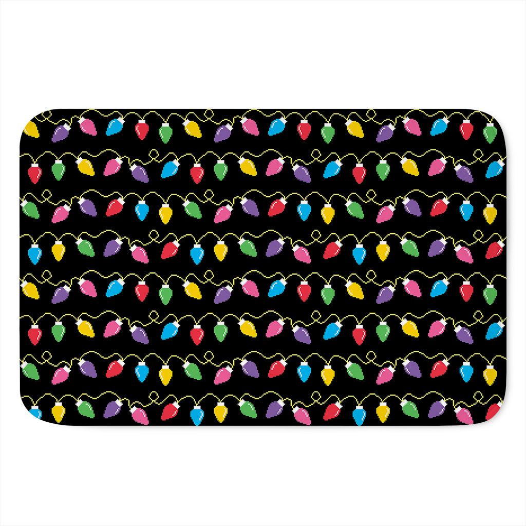 Pixel Christmas Lights Print Indoor Door Mat