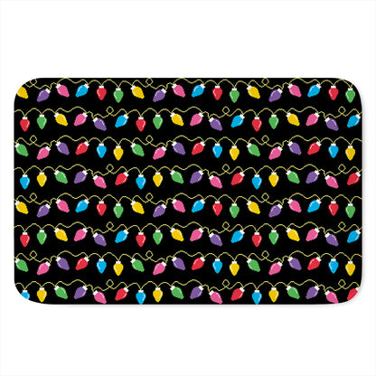 Pixel Christmas Lights Print Indoor Door Mat