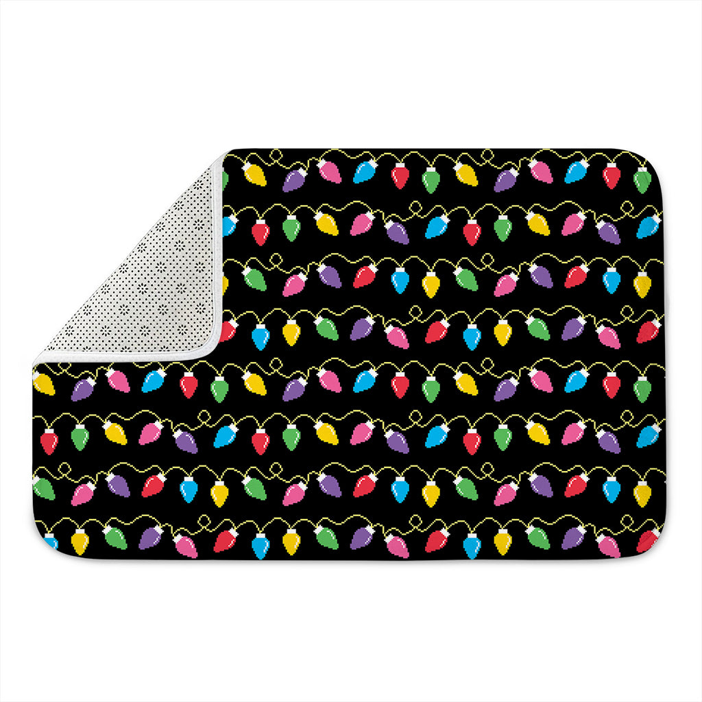 Pixel Christmas Lights Print Indoor Door Mat
