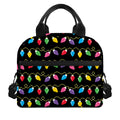 Pixel Christmas Lights Print Insulated Lunch Bag
