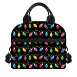 Pixel Christmas Lights Print Insulated Lunch Bag