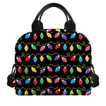 Pixel Christmas Lights Print Insulated Lunch Bag