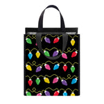 Pixel Christmas Lights Print Insulated Lunch Tote