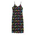 Pixel Christmas Lights Print Jersey Midi Cami Dress