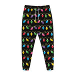 Pixel Christmas Lights Print Jogger Pants