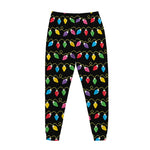 Pixel Christmas Lights Print Jogger Pants