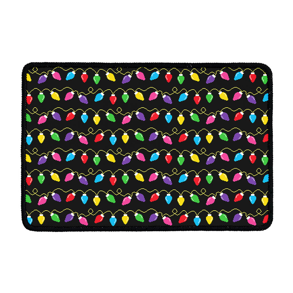 Pixel Christmas Lights Print Kitchen Mat