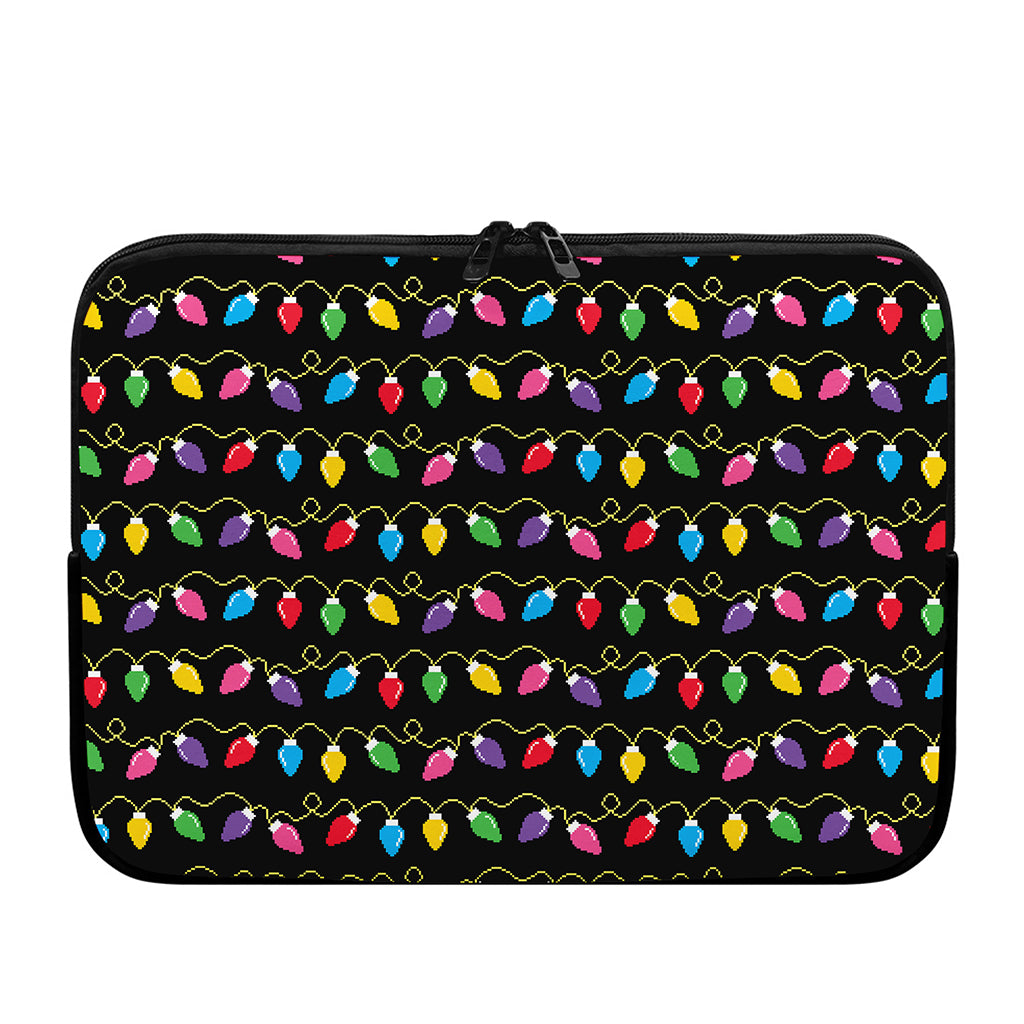 Pixel Christmas Lights Print Laptop Sleeve