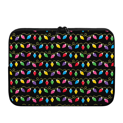 Pixel Christmas Lights Print Laptop Sleeve