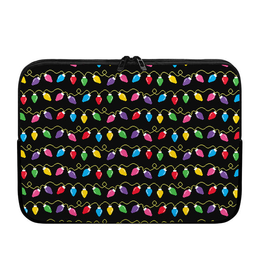 Pixel Christmas Lights Print Laptop Sleeve