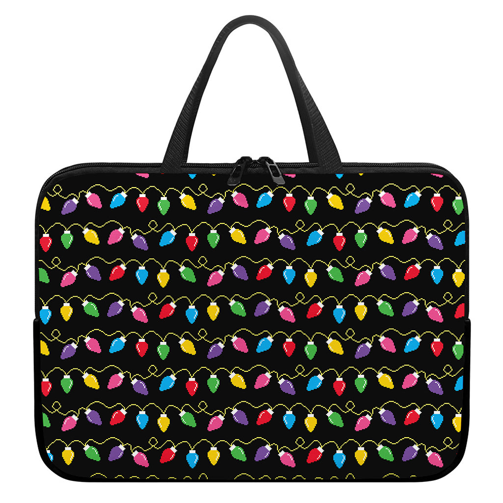 Pixel Christmas Lights Print Laptop Sleeve With Handle