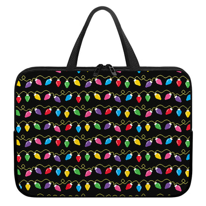 Pixel Christmas Lights Print Laptop Sleeve With Handle