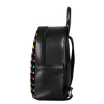Pixel Christmas Lights Print Leather Backpack