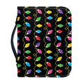 Pixel Christmas Lights Print Leather Bible Cover