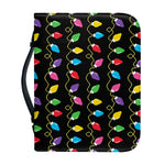 Pixel Christmas Lights Print Leather Bible Cover