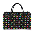 Pixel Christmas Lights Print Leather Duffel Bag
