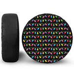 Pixel Christmas Lights Print Leather Spare Tire Cover