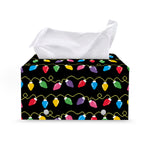 Pixel Christmas Lights Print Leather Tissue Box Cover