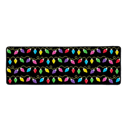 Pixel Christmas Lights Print Long Kitchen Mat