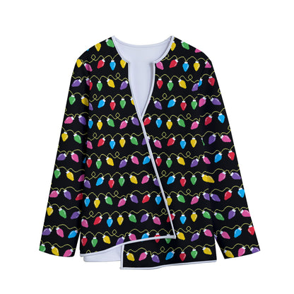 Pixel Christmas Lights Print Long Sleeve Short Coat