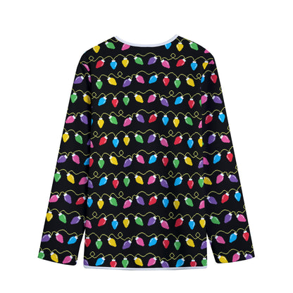 Pixel Christmas Lights Print Long Sleeve Short Coat