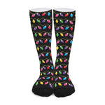 Pixel Christmas Lights Print Long Socks