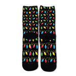 Pixel Christmas Lights Print Long Socks