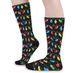 Pixel Christmas Lights Print Long Socks