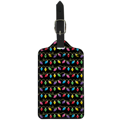 Pixel Christmas Lights Print Luggage Tag