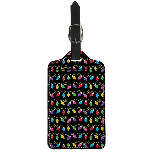 Pixel Christmas Lights Print Luggage Tag
