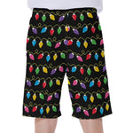 Pixel Christmas Lights Print Men's Beach Shorts