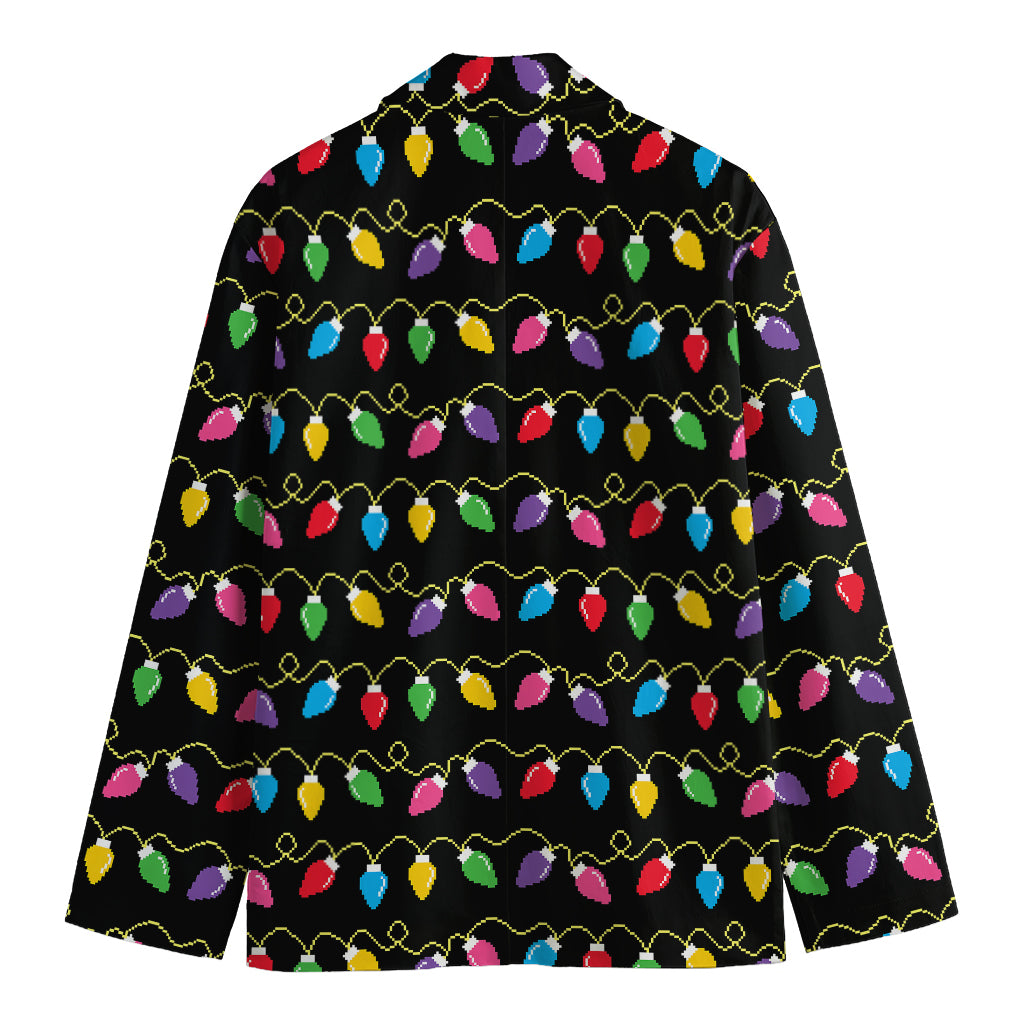 Pixel Christmas Lights Print Men's Blazer