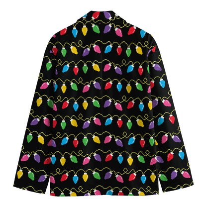 Pixel Christmas Lights Print Men's Blazer