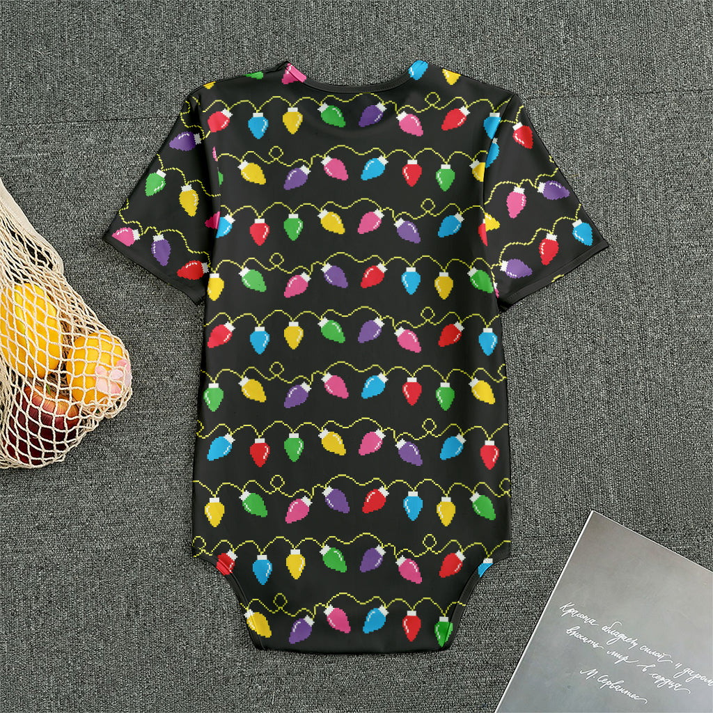 Pixel Christmas Lights Print Men's Bodysuit