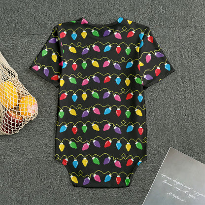 Pixel Christmas Lights Print Men's Bodysuit