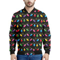 Pixel Christmas Lights Print Men's Bomber Jacket