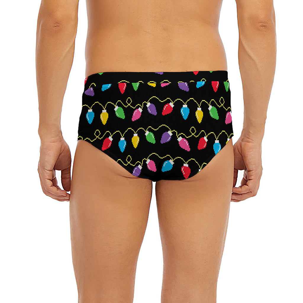 Pixel Christmas Lights Print Men's Briefs