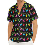 Pixel Christmas Lights Print Men's Deep V-Neck Shirt