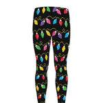 Pixel Christmas Lights Print Men's leggings