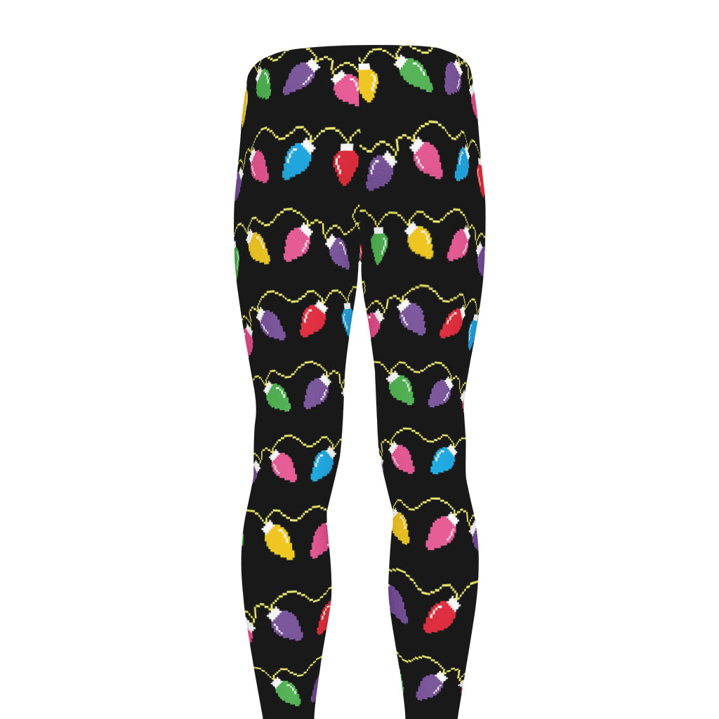 Pixel Christmas Lights Print Men's leggings