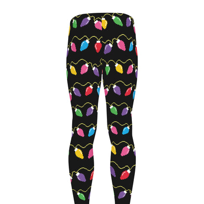 Pixel Christmas Lights Print Men's leggings