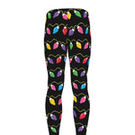 Pixel Christmas Lights Print Men's leggings