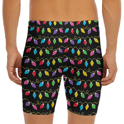 Pixel Christmas Lights Print Men's Long Boxer Briefs