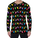 Pixel Christmas Lights Print Men's Long Sleeve T-Shirt