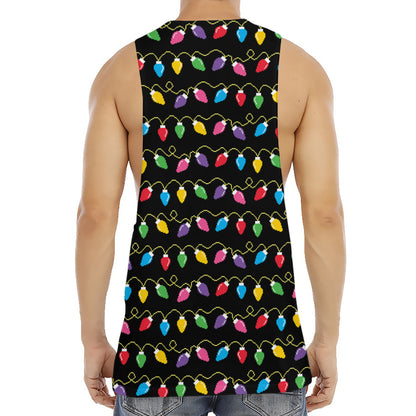 Pixel Christmas Lights Print Men's Muscle Tank Top
