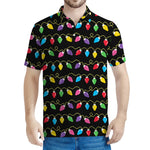 Pixel Christmas Lights Print Men's Polo Shirt