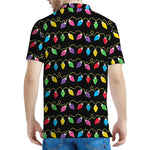 Pixel Christmas Lights Print Men's Polo Shirt
