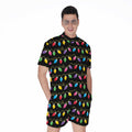 Pixel Christmas Lights Print Men's Romper